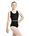 Girls’ Ballet Dance Leotard Tank Leotards Sleeveless, Mesh Waist, Crisscross Straps Back(SM23617-06-XL)