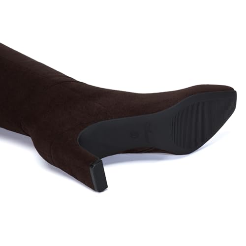 Athlefit Knee High Boots for Women Square Toe Chunky Heeled Tall Boots with Side Zipper4