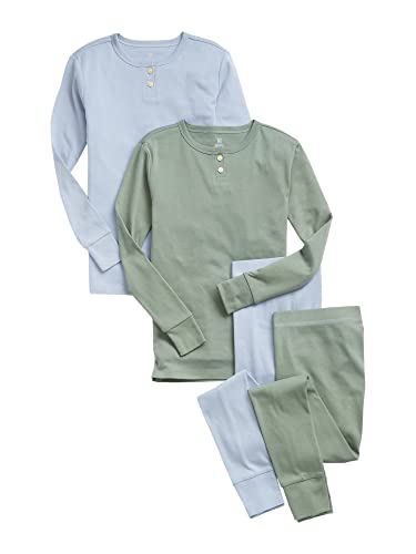 GAP Girls' 2-Pack Henley Long John Pajamas