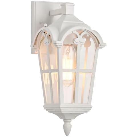 Antique House White Outdoor Light Fixtures Wall Mount 1 Pack Waterproof Porch & PatioLights Front Door Light Fixture Outdoor Wall Lanterns Outdoor Garage Lighting Fixtures Cover