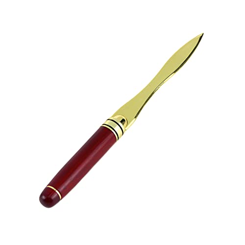 Hevstil Metal Letter Opener, Metal Letter Opener Envelope Slitter Paper Plated Envelope Opener Hand Envelope Slitter Desks Office Letter Opener Rosewood Women Men Home Office(Red,Gold) #TOP2