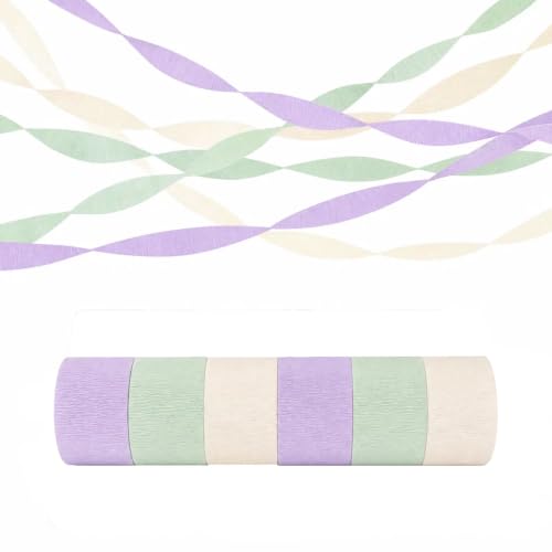Image of Sgae Green Light Purple Decorations,6 Rolls Crepe Paper Streamers for Pastel Birthday Baby Shower Wedding Lavender Party Decor Supplies
