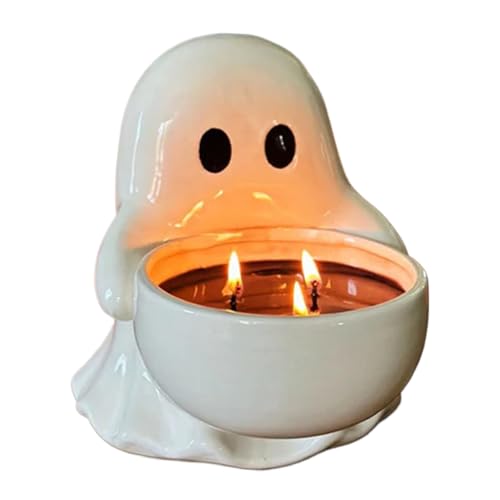 Tyinerc Soporte Para Velitas De Halloween | Decoración de Mesa Espeluznante Portavelas de Cerámica en Forma de Fantasma | Soporte para Velas Decorativo para Fiestas Bodas Hoteles Exposiciones en Mesas