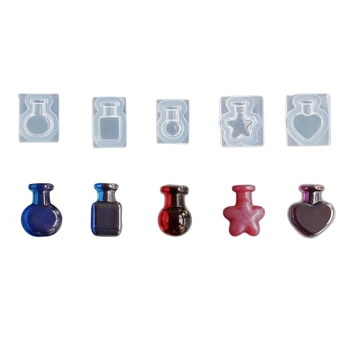 Ensemble de moules en silicone détaillés pour porte-clés en résine, décorations de fondant, bouteilles miniatures, chaussures, pain, pot à pain en résine de qualité alimentaire