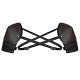 HiiFeuer Medieval Faux Leather Double Pauldron, Vintage Mercenary Knight Shoulder Armor for Cosplay Ren Faire