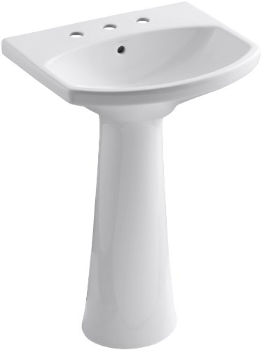 KOHLER K-2362-8-0 Cimarron Pedestal Bathroom Sink with 8" Centers, White #1