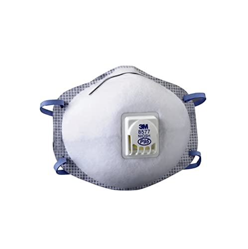 3M P95 Particulate Respirator 8577, 2 Pack, Carbon Layer For Odor Reduction, Features COOL FLOW Exhalation Valve, NIOSH-APPROVED, Advanced Filter Media For Easy Breathing, Comfortable (8577C2-DC-PS)