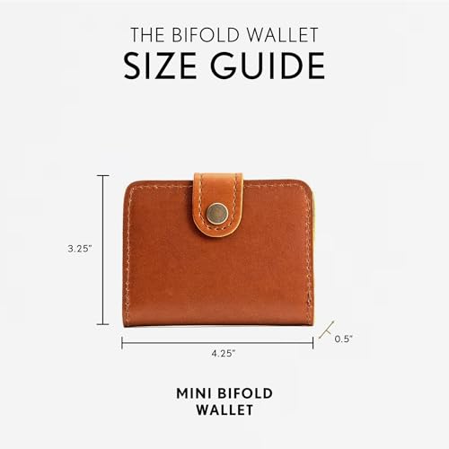 Image of Portland Leather Goods Women's Mini Bifold Wallet - Slim, Palm-Sized Design with Secure Snap Closure, 2 Card Slots, 2 Cash Slots & Zippered Coin Pocket - Honey