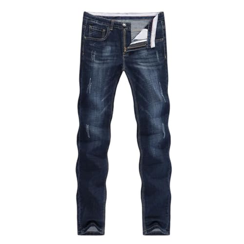 Men's Slim Straight Jeans Dark Wash Stretch Denim Pants Casual Full Length Trousers2