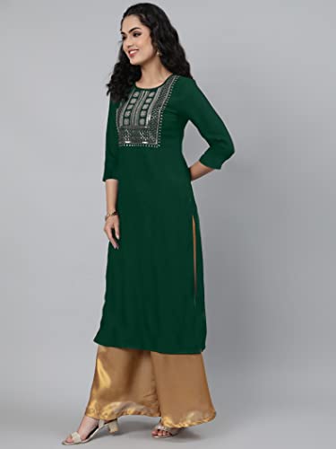 Image of Femvy Women's Rayon Solid Regular Kurti
