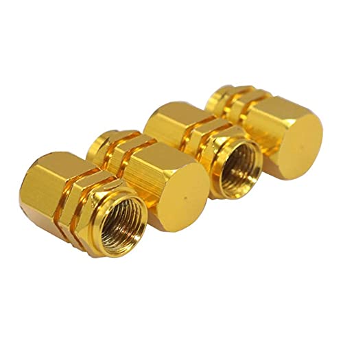 JX-SHOPPU �ėp �^�C���G�A�o���u�L���b�v �A���}�C�g�d�グ �A���~ �h���X�A�b�v �y�� 4�Z�b�g �� �o�C�N �J�o�[ �Ď� �J�X�^�� Tire Valve Stem Caps (�S�[���h)