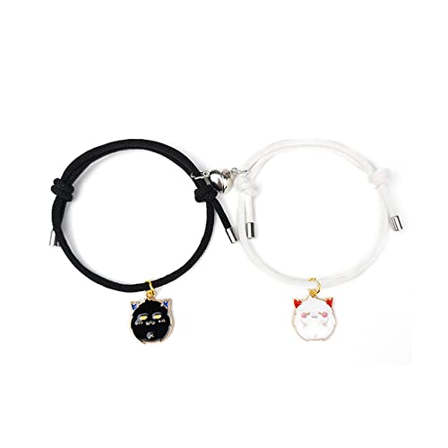 Image of 2Pcs Love Heart Couple Matching Bracelet Set Adjustable Braide Rope Halloween Mummy Ghost Pumpkin Hat Wizard Bracelet for Women Men Lover Friend Friendship Jewelry