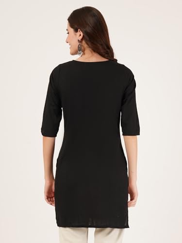 Brownverse Pure Cotton Embroidered Women Short Kurti