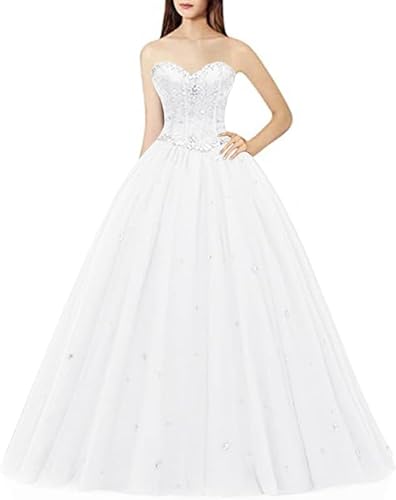 Image of Likedpage Women's Sweetheart Ball Gown Tulle Quinceanera Dresses Prom Dress