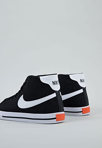 Nike Women's Court Legacy Mid Canvas Tennis Shoe, Black White Team Orange, 7 UK