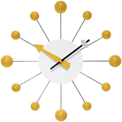 Infinity Instruments LTD. Orb Spoke Starburst Wall Clock, Saffron, 15"