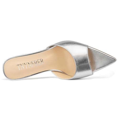 Image of TNYNFBEB Womens Stiletto High Heel Pointed Open Toe Sandals Mules Shoes Slingback Slip-on Prom Party Dress Summer 3.9 Inches Heels