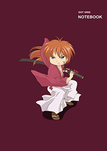 Caderno de desenho pontilhado Rosa: Páginas pontilhadas, 110 páginas [55 folhas], 21 x 29 cm (padrão internacional para papel tamanho A4), Capa de design rosa de anime Samurai Rurouni Kenshin Wandering Samurai.