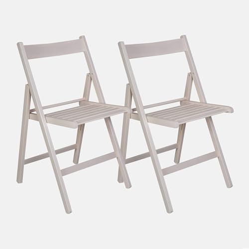 Dmora - Lot de 2 chaises Pliantes Modernes en Bois, pour Balcon ou Jardin, cm 42x48h79, Assise h cm 47, Couleur Blanche