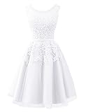 Beyonddress Damen Abendkleider Mit Applikationen Elegant Ballkleid Brautjungfernkleider Kurz Partykleid(Weiß,34)