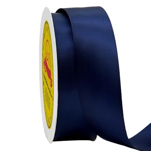 Image of Double Face Satin Ribbon 1-1 /2 inch X 50 Yards Polyester Navy Blue Ribbon for Gift Wrapping Very Suitable for Weddings Party Hair Bow Invitation Decorations and MoreDecorations and More