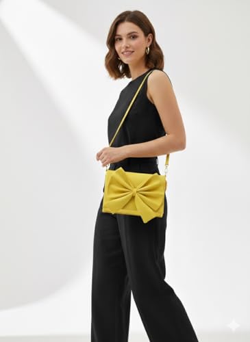 Image of Women's Bow Crossbody Bag - Shoulder Purse & Sling Handbag - Multi-Pocket Partitioned Side Bag with Adjustable Strap for Party, Wedding & Casual