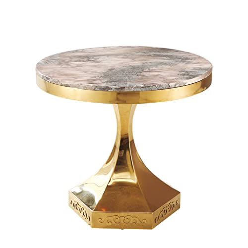 Table ronde en marbre salon petite table basse d'appoint en acier - 2