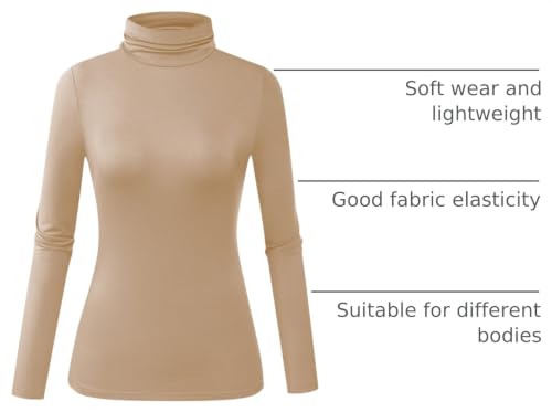 Image of Herou Womens Long Sleeve Turtleneck Slim Fitted Lightweight Casual Active Layer Tops Shirts