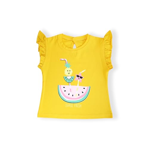 Image of YUV 100% Cotton Infant Baby Girls Printed Tshirts, Pack of 5