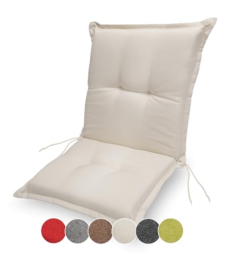 sunnypillow Stuhlauflage Niedriglehner 100 x 50 - Gartenstuhlauflage Extra Dicke 9 cm - Sitzauflagen Auflage für Gartenmöbel UV-Lichtecht Wasserdicht - Outdoor Stuhlkissen für Gartenliegen - Creme