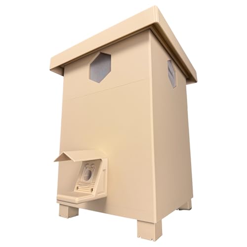 Premium Hummelhaus mit Klimaaufsatz inkl. Nistmaterial & Schafwoll-Wärmevlies wetterfest & langlebig (Beige)