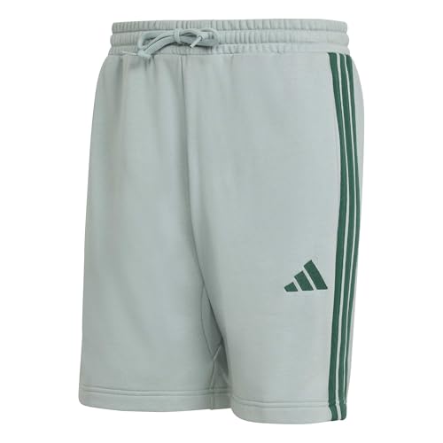 adidas Uomo Essential Three Stripes French Terry Short, Wonder Sage/Collegiate Green, XL