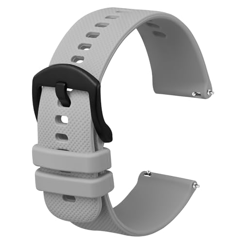 Bracelet de montre 16mm en caoutchouc gris premium avec finition soft-touch