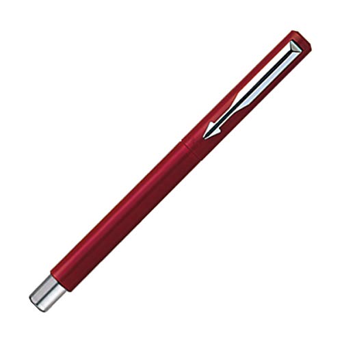 Image of Parker Vector Spark Black Special Edition Roller Ball Pen Gift Set - with Round Key Chain Moments Vector Standard Chrome Trim Roller Ball Pen (Red)