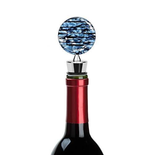 Bouchon de vin bleu camouflage réutilisable et hermétique