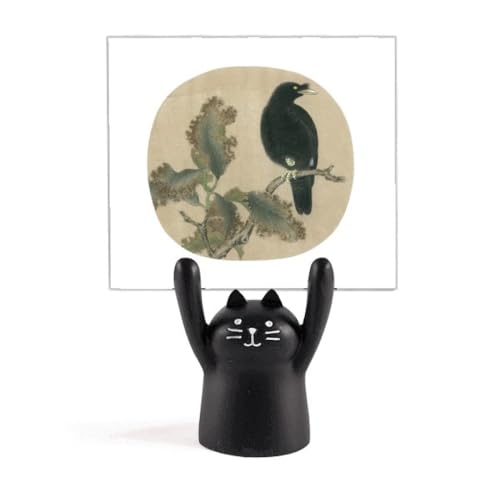 Support pour mémo peinture chinoise étourneaux pince note métal noir