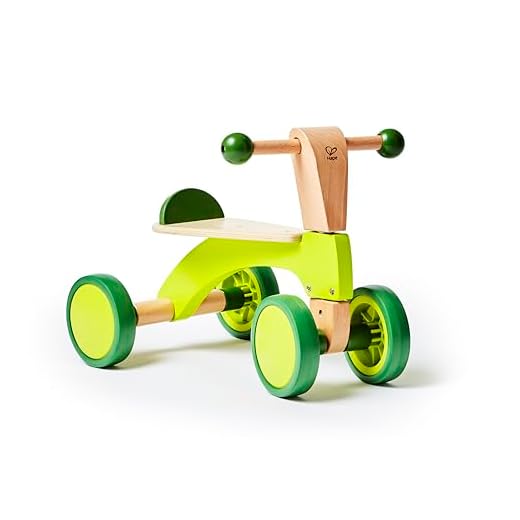 Ride-On Balance Bike, Sustainable Wood, Hape “Scoot-Around” Balance Bike, 4-Wheeled, Rubber Tyres, For Toddlers And Up, Bright Green. 12m - 4yrs