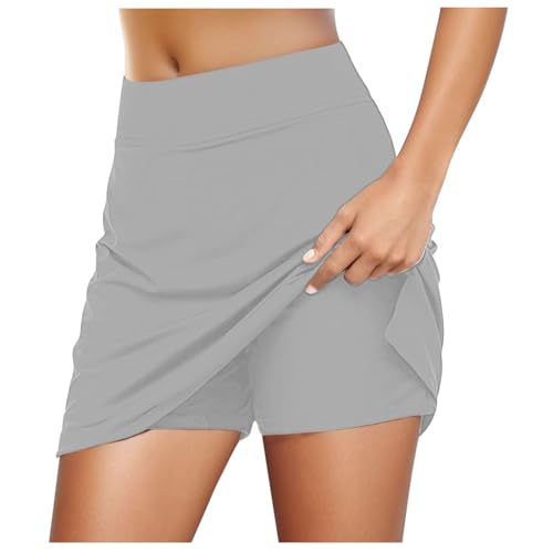 Falda de tenis para mujer, falda de verano, cintura alta, 2 en 1, falda deportiva para golf, deporte, falda suave y acogedora con pantalones, falda de verano de cintura alta, ligera, cómoda, minifalda