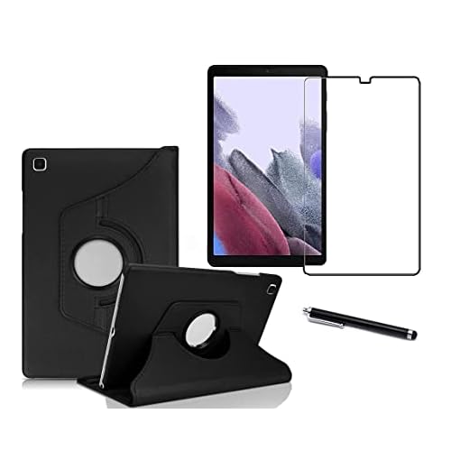 Capa Capinha Case Giratoria de couro compativel no Tablet Samsung Galaxy Tab A7 Lite + Pelicula de Vidro e Caneta Touch - Phone Palace