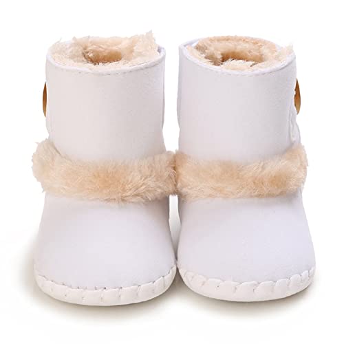 Jonbaem Newborn Baby Boys Girls Snow Winter Boots Infant Toddler Soft Sole Winter Warm Crib Booties Shoes(6-12 Months, White) #TOP3