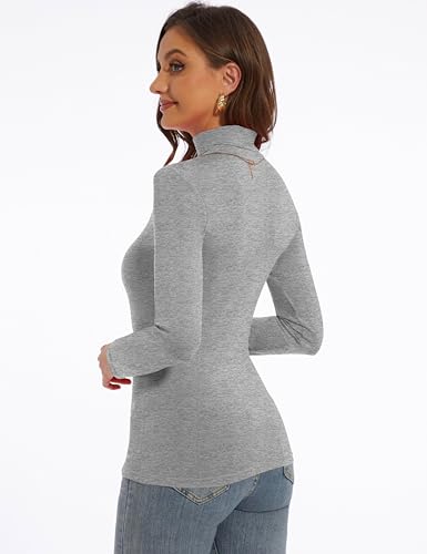 Image of Women's Turtleneck Long Sleeve Shirts Slim Fitted Lightweight Base Layer Casual Tops