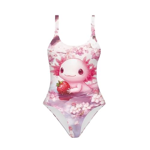 Image of One Piece Bathing Suit for Teen Girls Comfy Crewneck Backless Bathing Suit