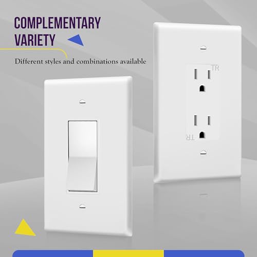 Image of ENERLITES Decorator Light Switch or Receptacle Outlet Wall Plate, Over-Size 1-Gang 5.5 inch x 3.5 inch, Polycarbonate Thermoplastic, 8831O-W, White