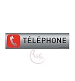 AUA SIGNALETIQUE - Plaque de porte Aluminium brossé imprimé AluSign - 200x50 mm - Double Face adhésif au dos (Téléphone)