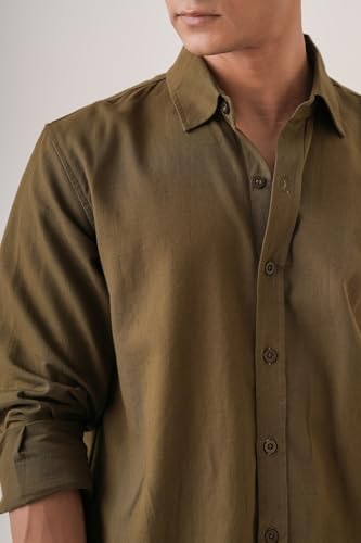 Image of CRYSTAL SKY Men Airy Linen Cotton Shirt Regular Fit Full Sleeves Solid Formal Shirt Stylish Daily Casual Office Wear