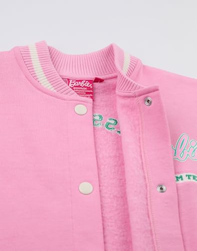 Barbie Girls Bomber Jacket Kids Dream Team Graphic Print Varsity Jacket in Pink Zipped Baseball Jacket Fashion Movie4