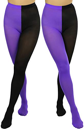 Image of ToBeInStyle Women's Two Toned Vibrant Jester Contrast Opaque Multicolored Tights