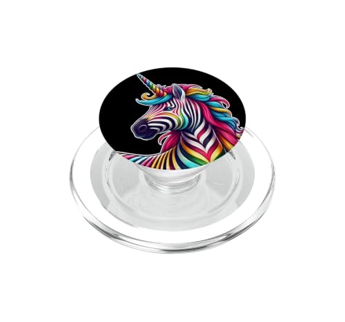 Cool Colorful Zebra Head with Unicorn Horn Safari Animal PopSockets PopGrip pour MagSafe
