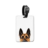 WIRESTER PU Leather Luggage Tag Name Tag Bag Tag for Travel Suitcase Baggage Luggage - Black Tan German Shepherd Dog