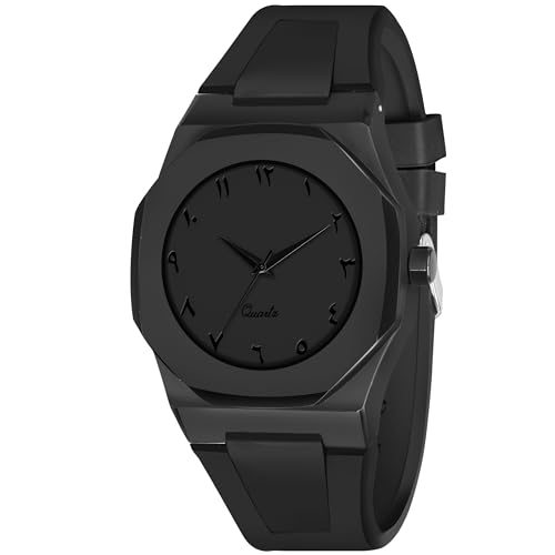 Image of CERO Men's Black Analog Watch | Lightweight Silicone Strap | Arabic Numerals & Minimalist Dial | Casual & Stylish Wrist Watch